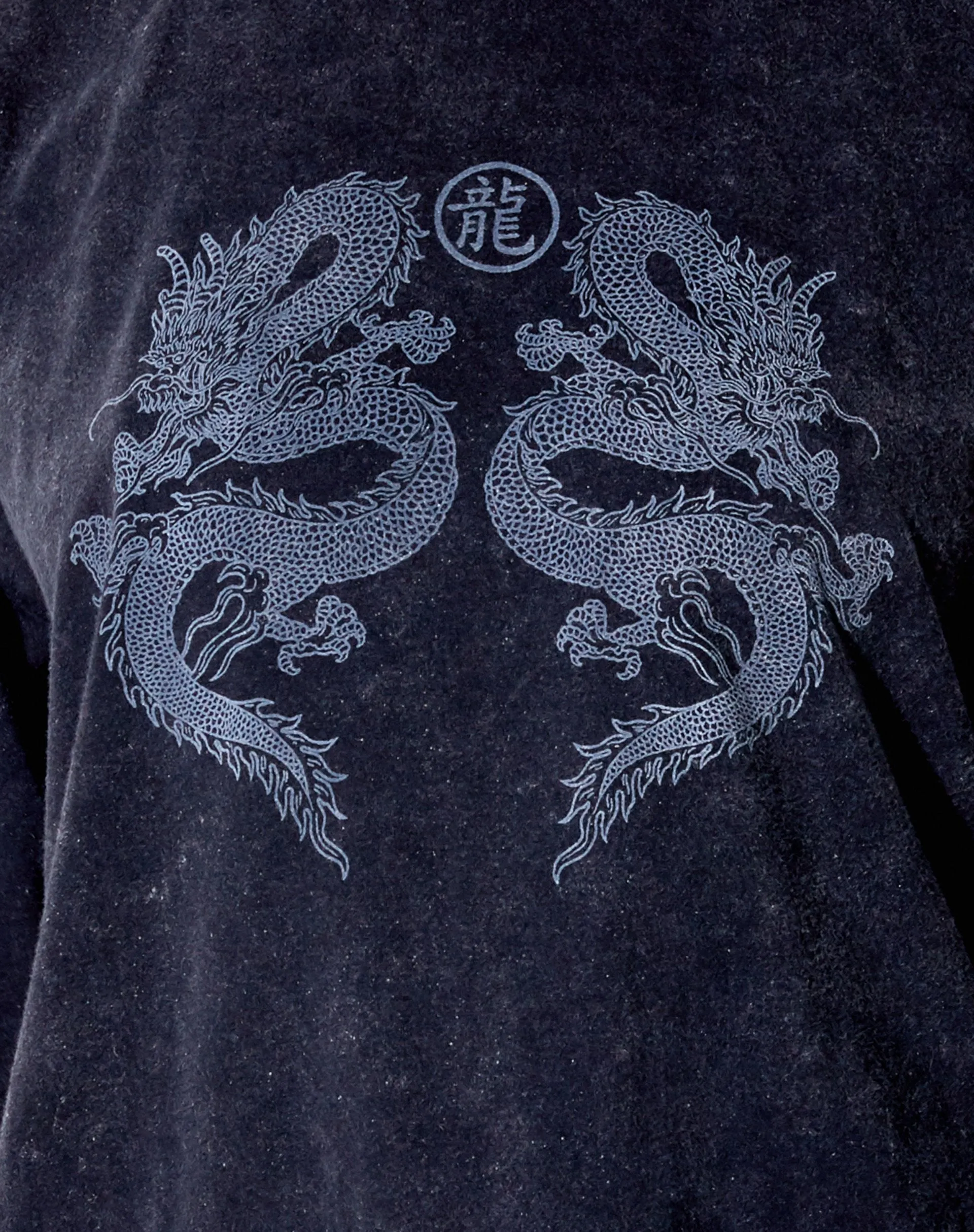 Lotsun Sweatshirt in Black Wash Twin Dragon