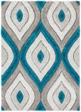 MALIBU BLUE MODERN 3D TEXTURED RUG