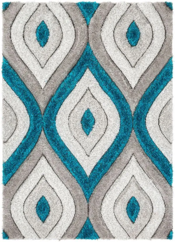 MALIBU BLUE MODERN 3D TEXTURED RUG