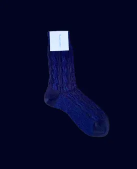 Maria La Rosa Navy Wool Textured Socks