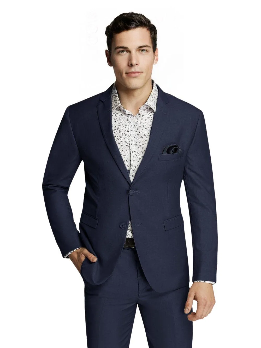 Men's Blue Formal Plain Slim Fit Suit