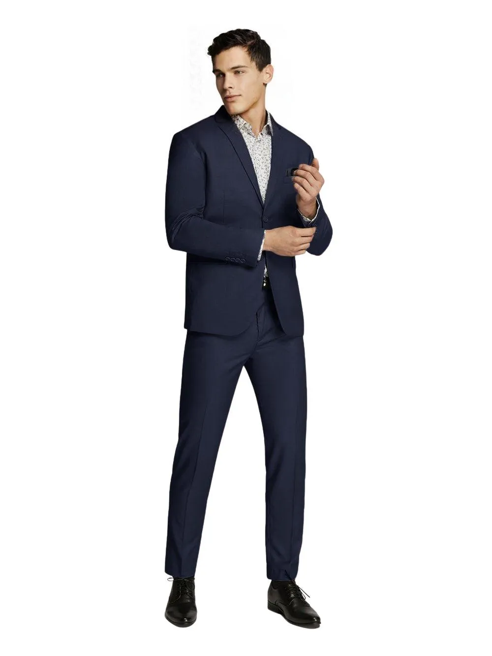 Men's Blue Formal Plain Slim Fit Suit