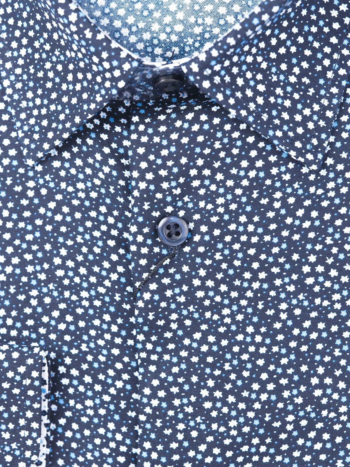 Men's Navy Flower Printed Slim Fit Shirt