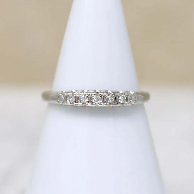 Mid-Century Diamond Band with Chain Link Motif