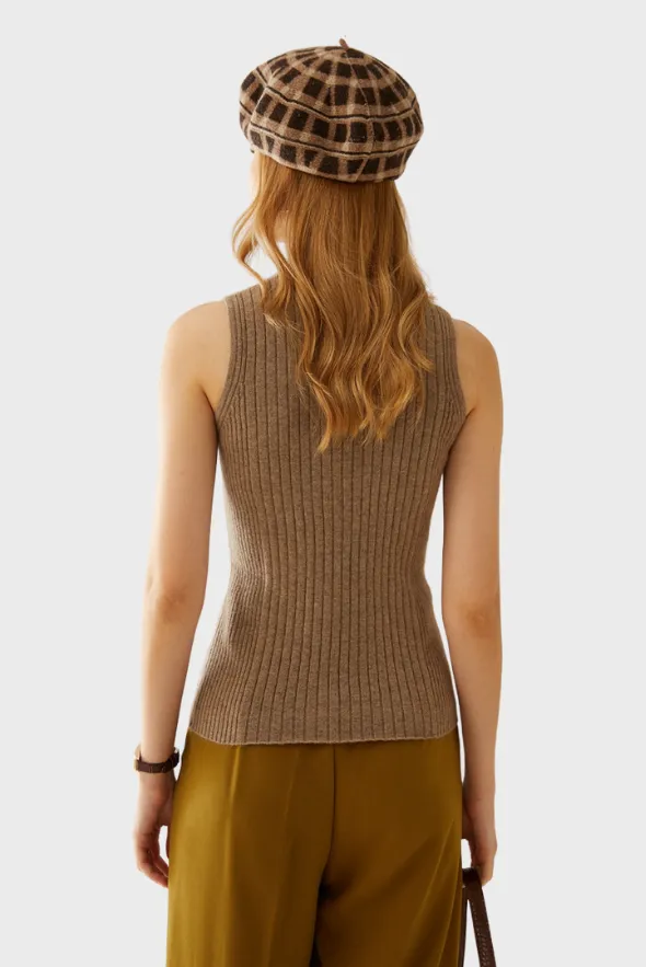 Mock-Neck Cashmere Vest