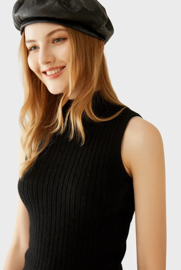 Mock-Neck Cashmere Vest