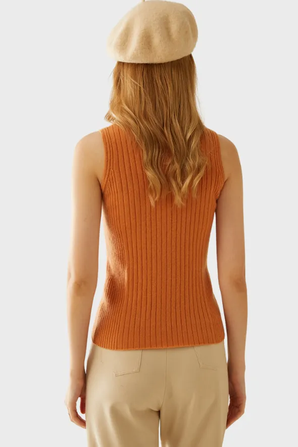 Mock-Neck Cashmere Vest