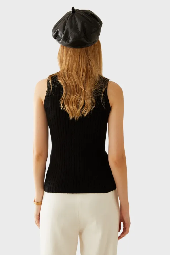 Mock-Neck Cashmere Vest