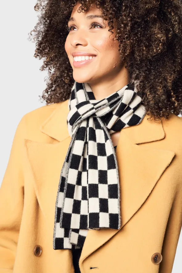 Modern Checkered Cashmere Scarf