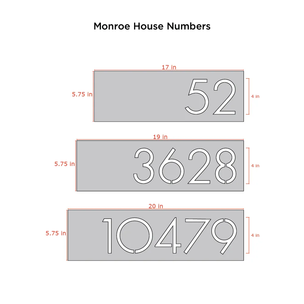 Monroe House Numbers - Raw Steel