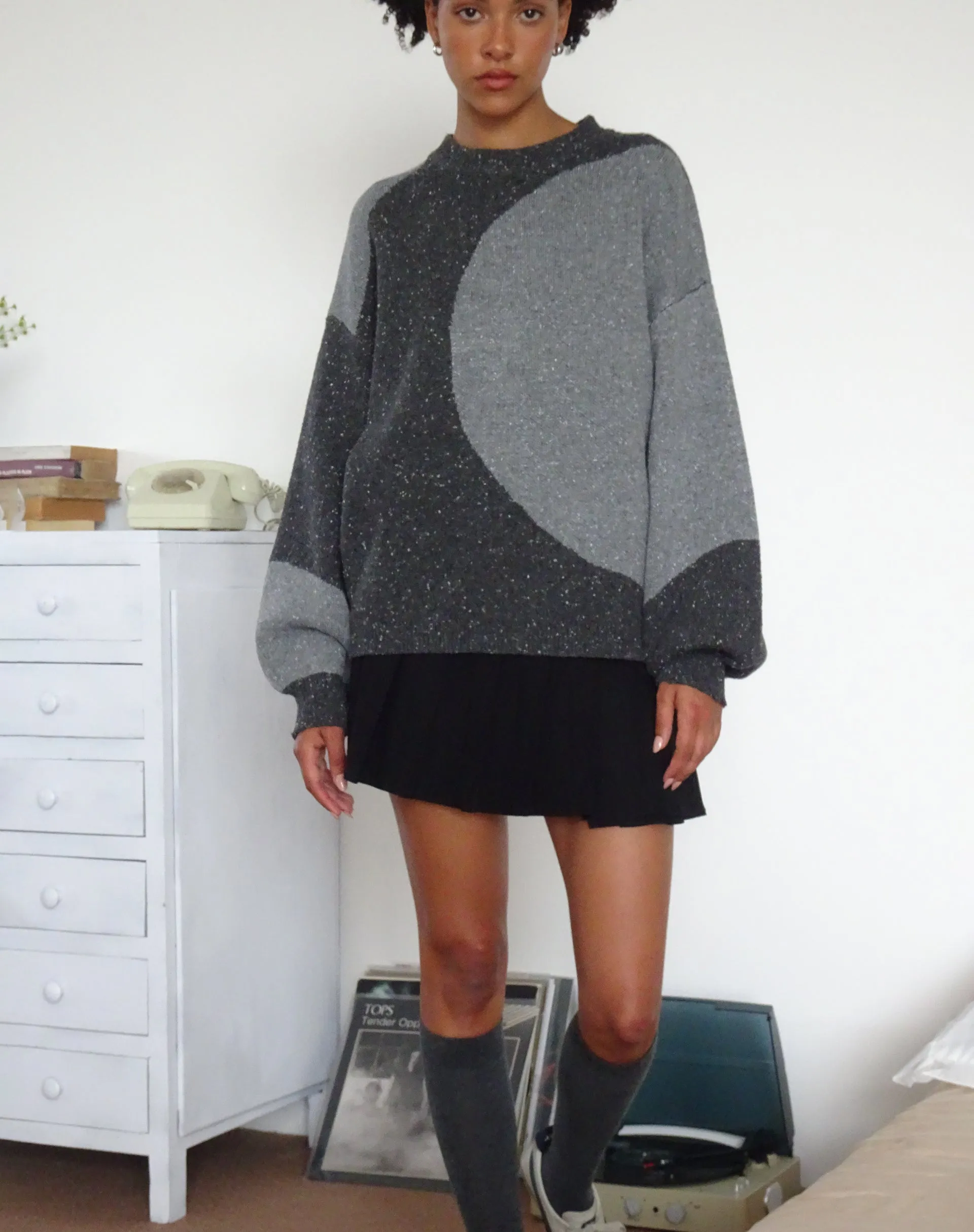 Namari Jumper in Black and Charcoal Mix Knit