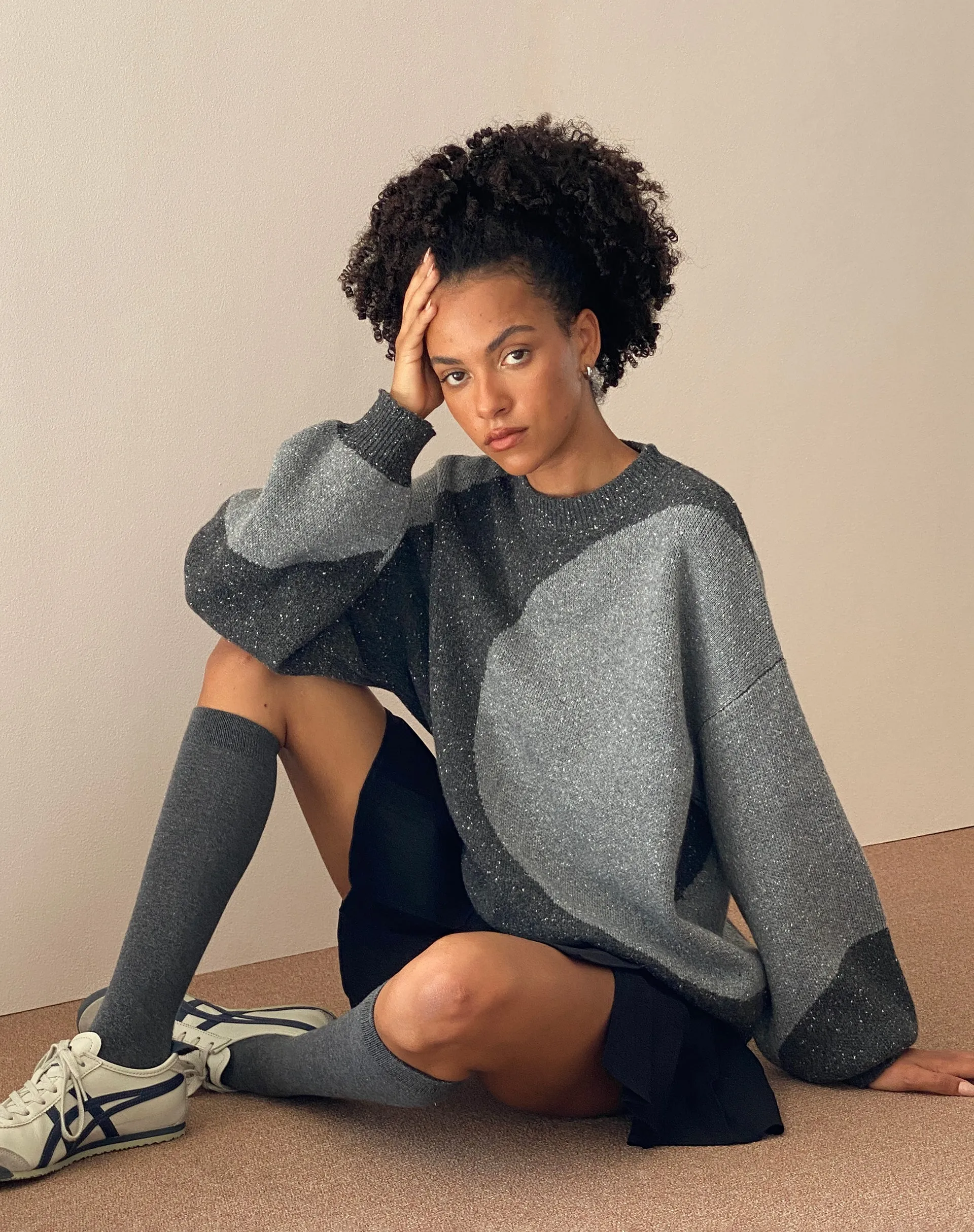 Namari Jumper in Black and Charcoal Mix Knit