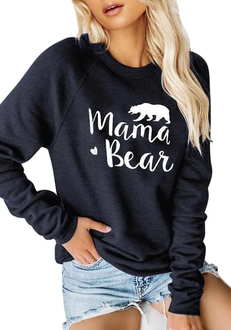 Navy Blue Statement Print Crewneck Sweatshirt