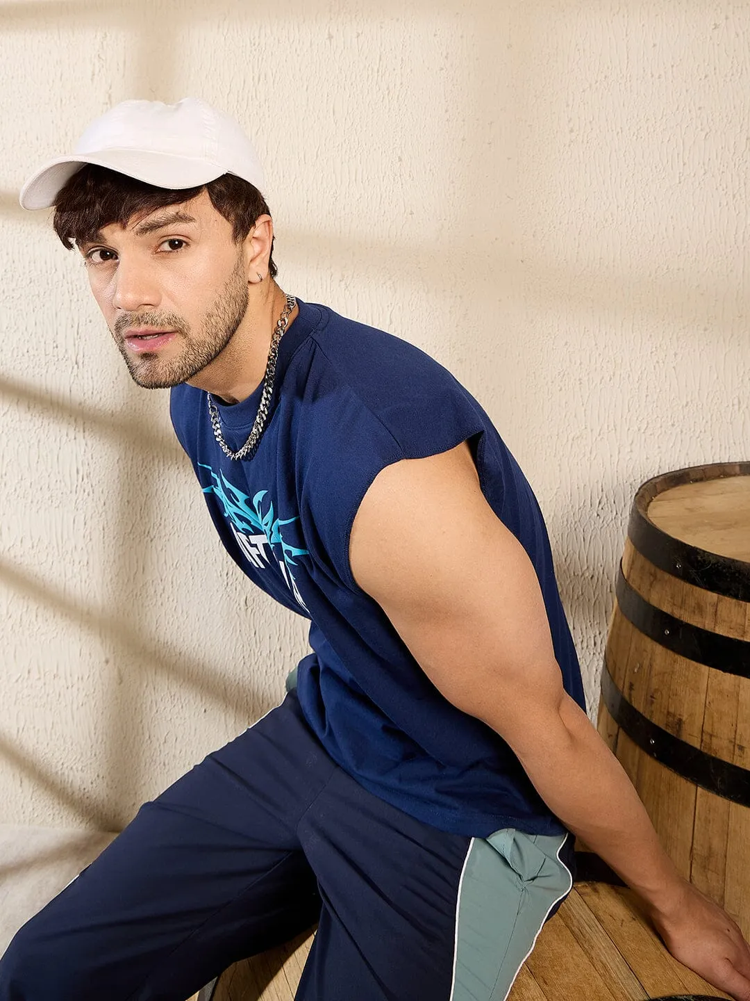 Navy Sleeveless Gym Tshirt