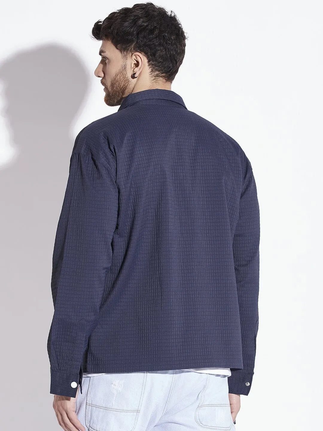 Navy Textured OverShirt