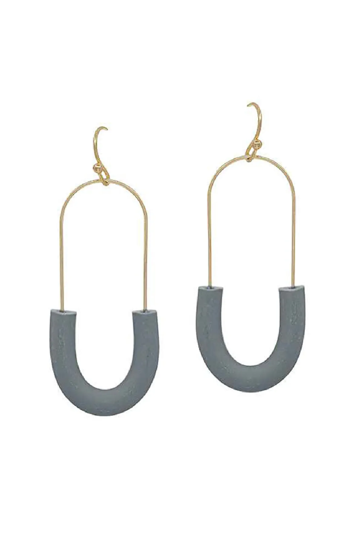 Oval Clay Earrings - Gray