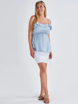 Palmer Maternity Tencel Spaghetti Strap Top in Light Blue