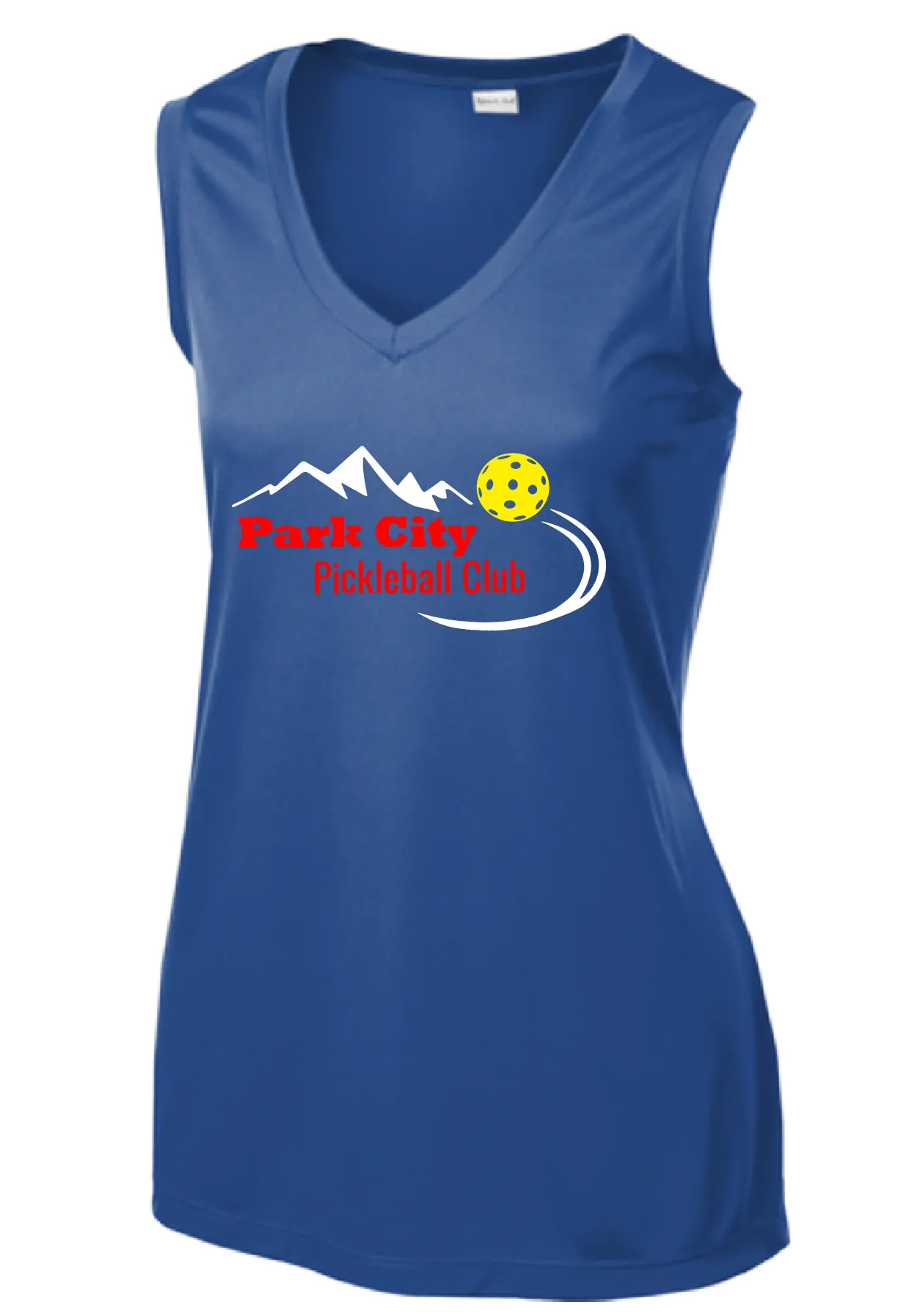 Park City Pickleball Club (Red Words) Customizable | Women’s Sleeveless Athletic Shirt | 100% Polyester