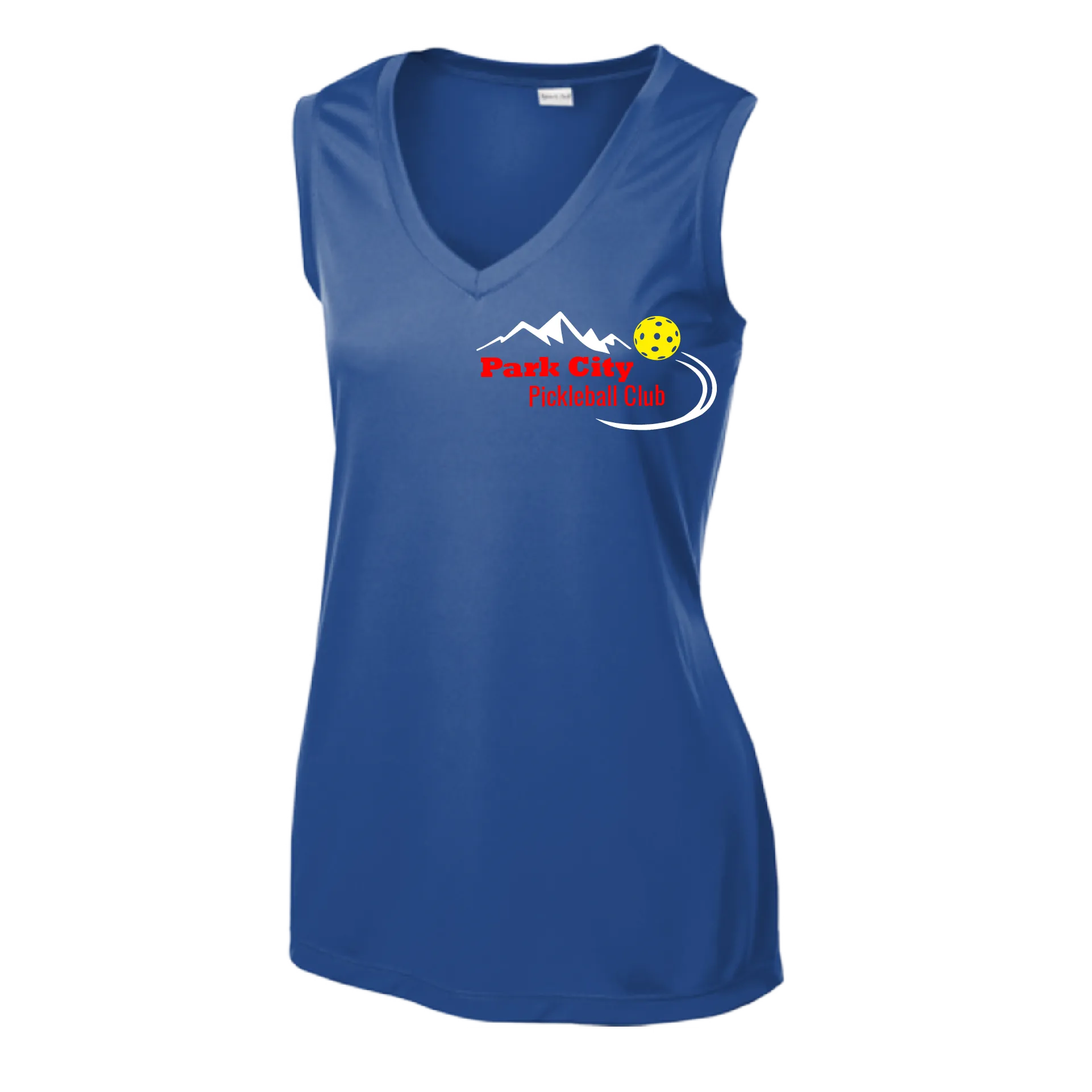 Park City Pickleball Club (Red Words) Customizable | Women’s Sleeveless Athletic Shirt | 100% Polyester