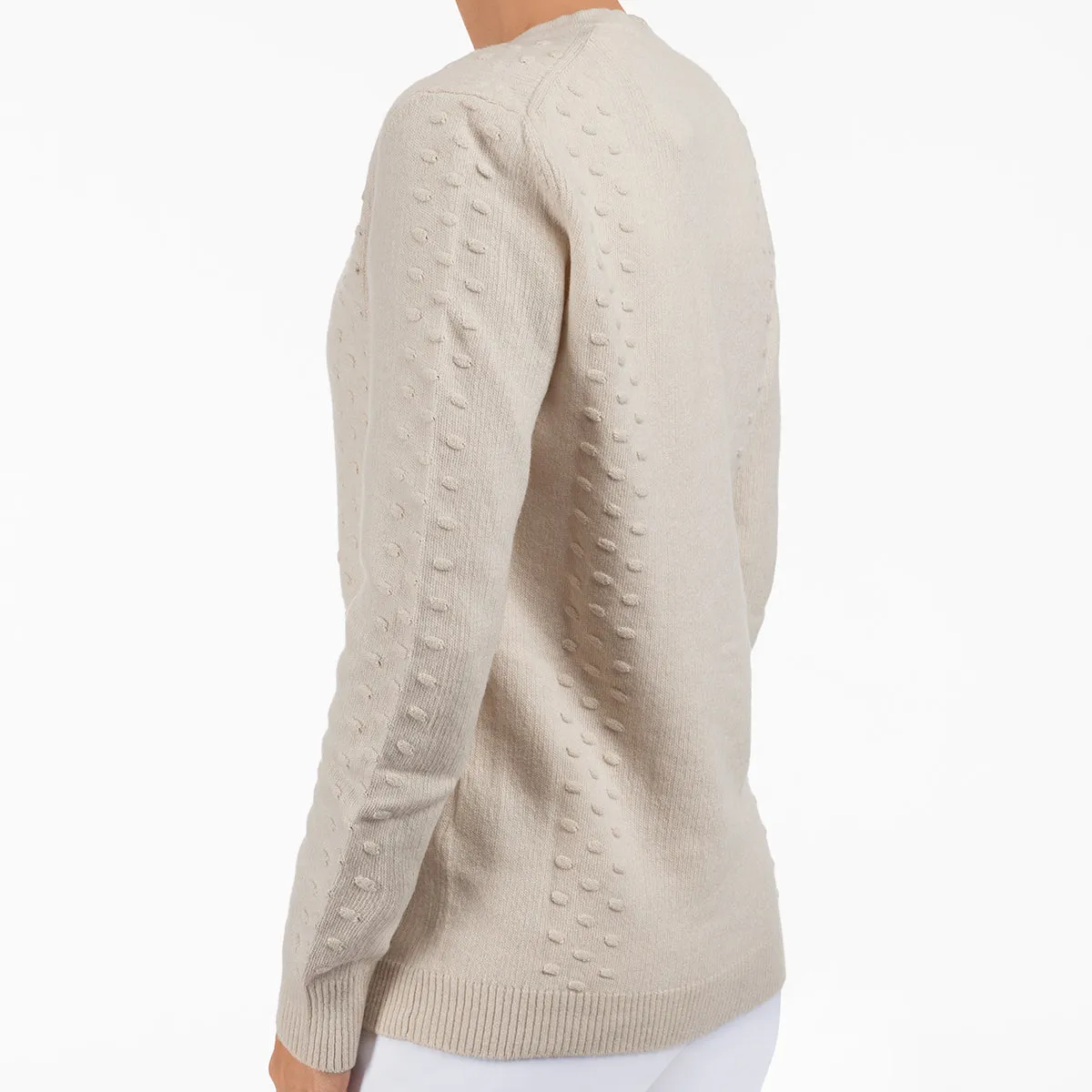 Pom Pom Cardigan in Beige