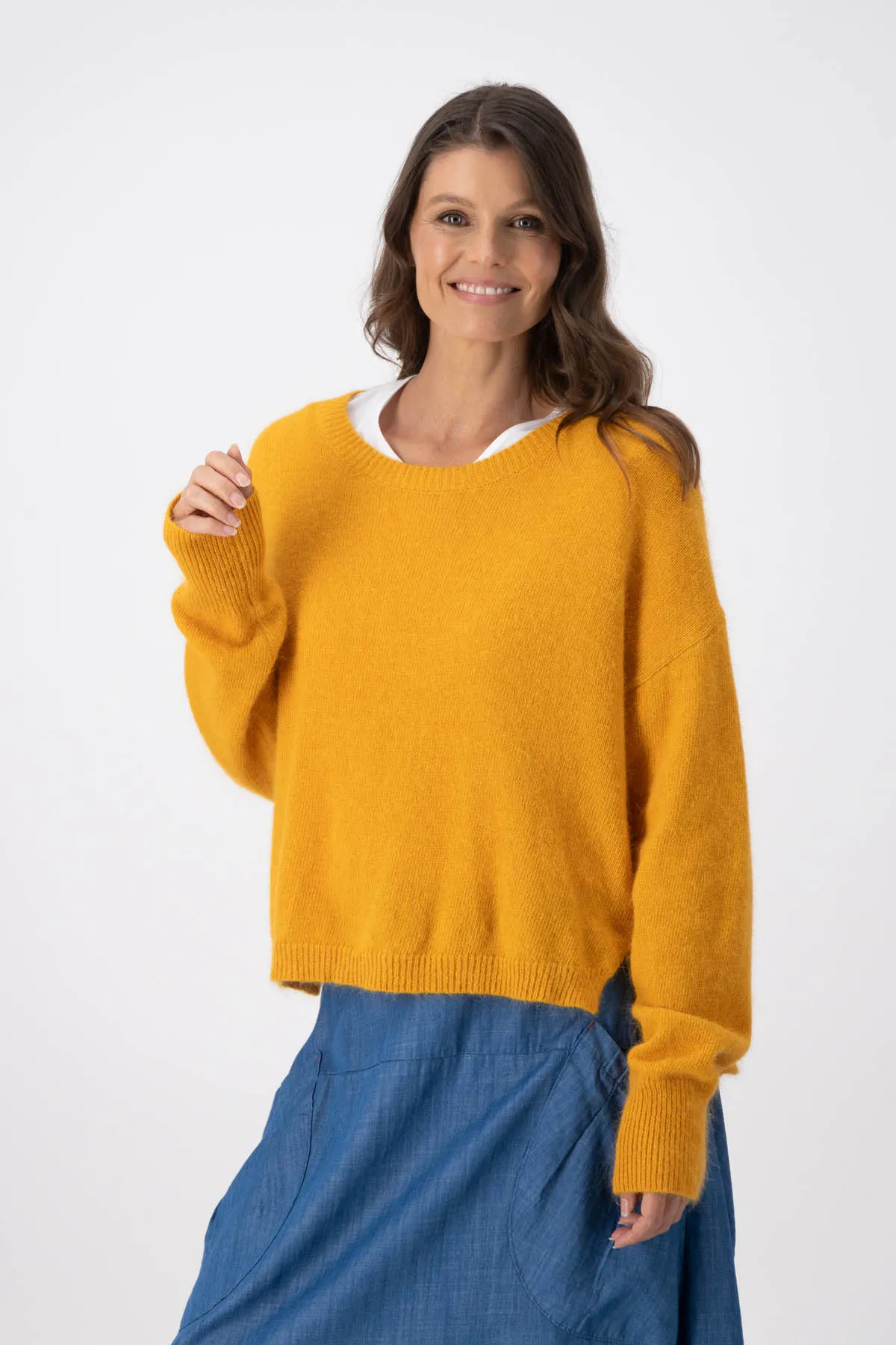 Portland Sweater Mustard in Angora