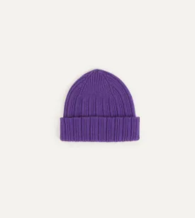 Purple Angora Lambswool Ribbed Knit Cap