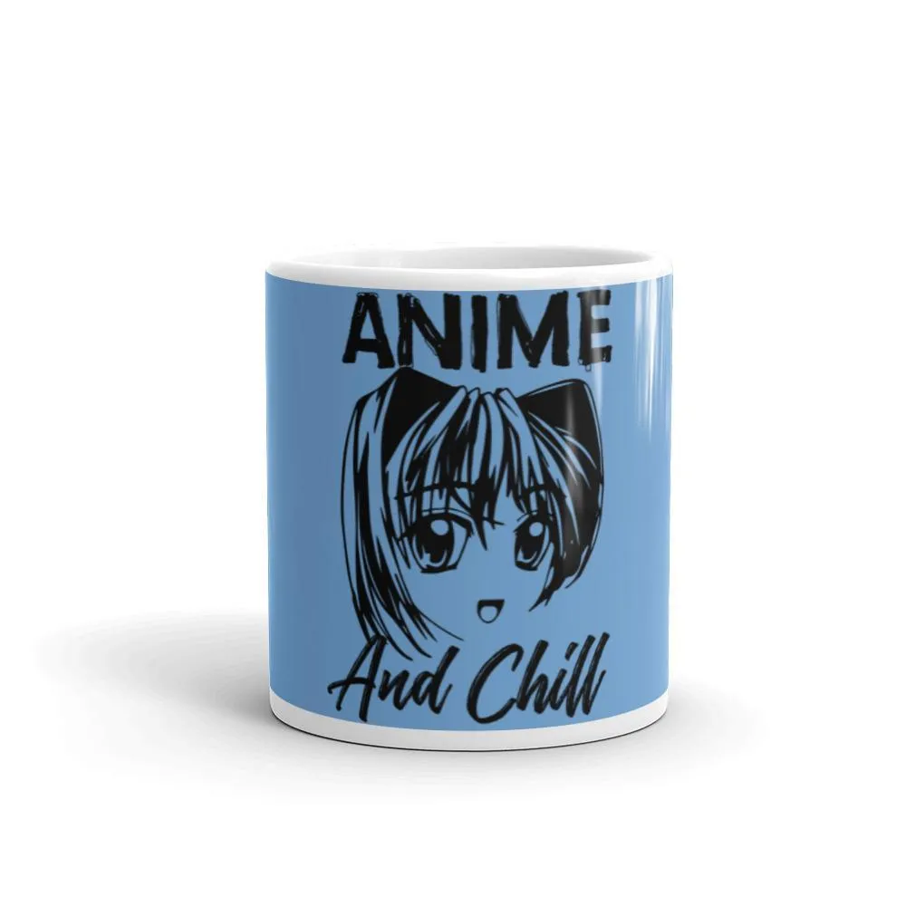 "Anime and Chill-Excited" Mug (Light Blue)