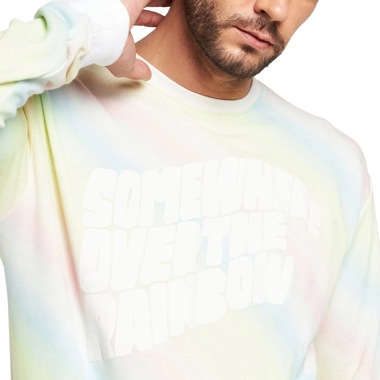 Rainbow Dyed Oversized Printed Sweatshirt