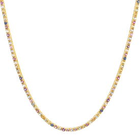 Rainbow Gemstone Tennis Necklace