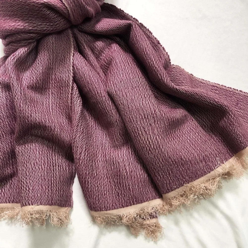 Raspberry Colour Silk & Wool Shawl