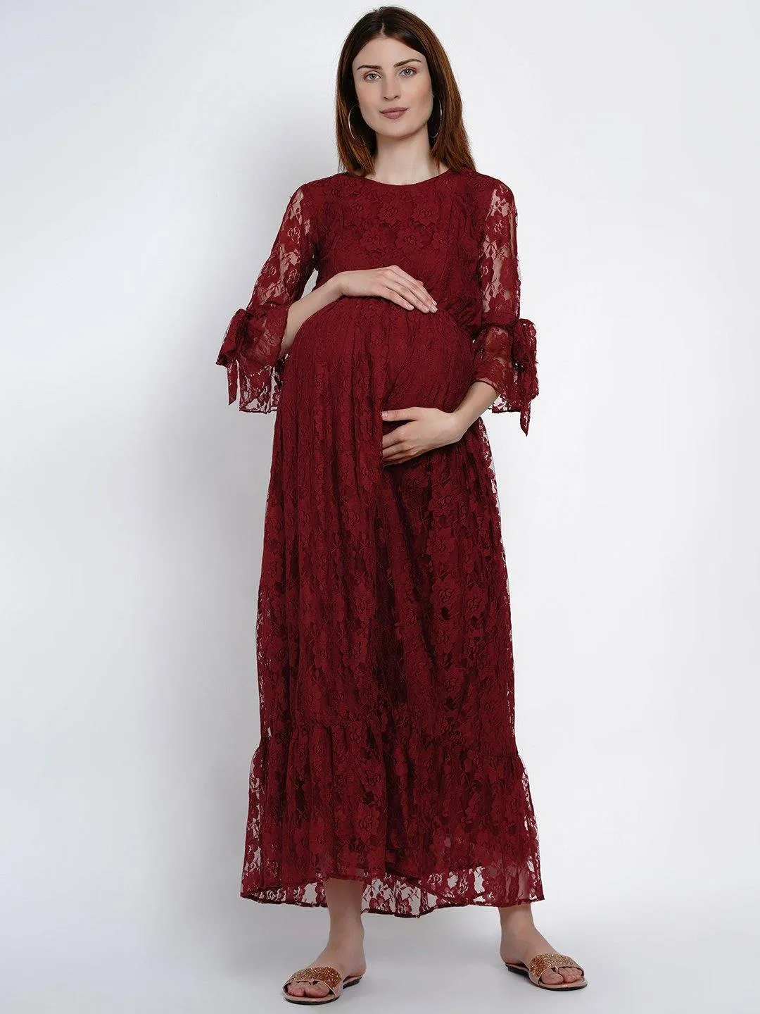 Red Lace Maternity and Pregnancy Dress