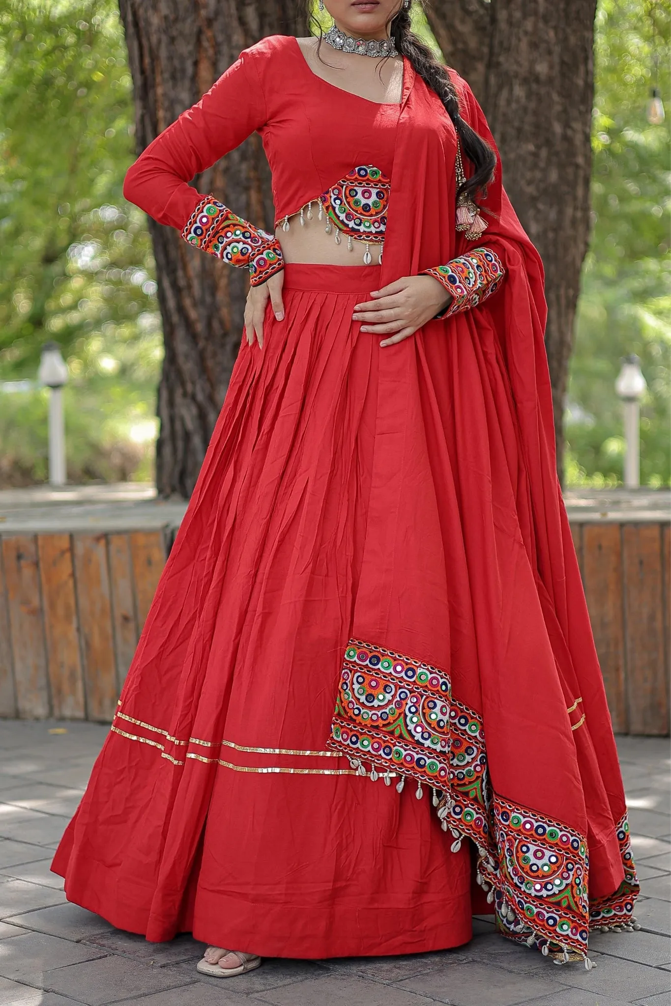 Red Rayon Traditional Charm Lehenga Choli Set