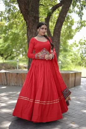 Red Rayon Traditional Charm Lehenga Choli Set