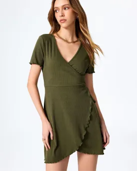 RIBBED WRAP DRESS