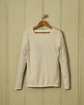 Riviera Sweater Knit Top in Cream/Twill