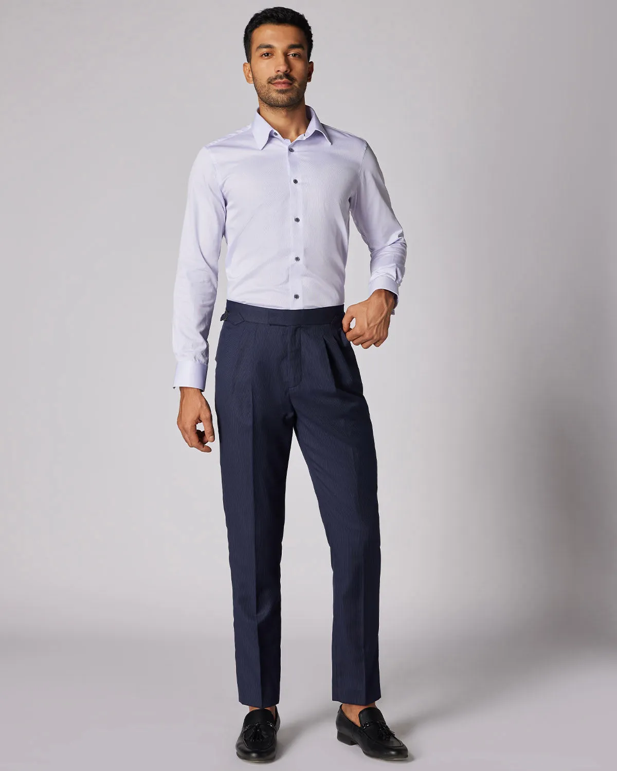 Sentinel Striped Neapolitan Dress Pants - Navy