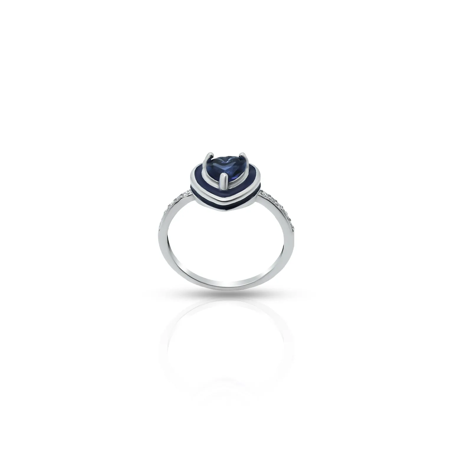 Silver Center Blue Heart Design Ring for Girls