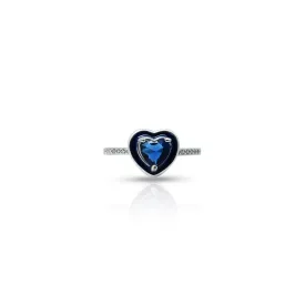 Silver Center Blue Heart Design Ring for Girls