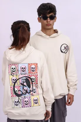 Skull Beige Oversized Hoodie