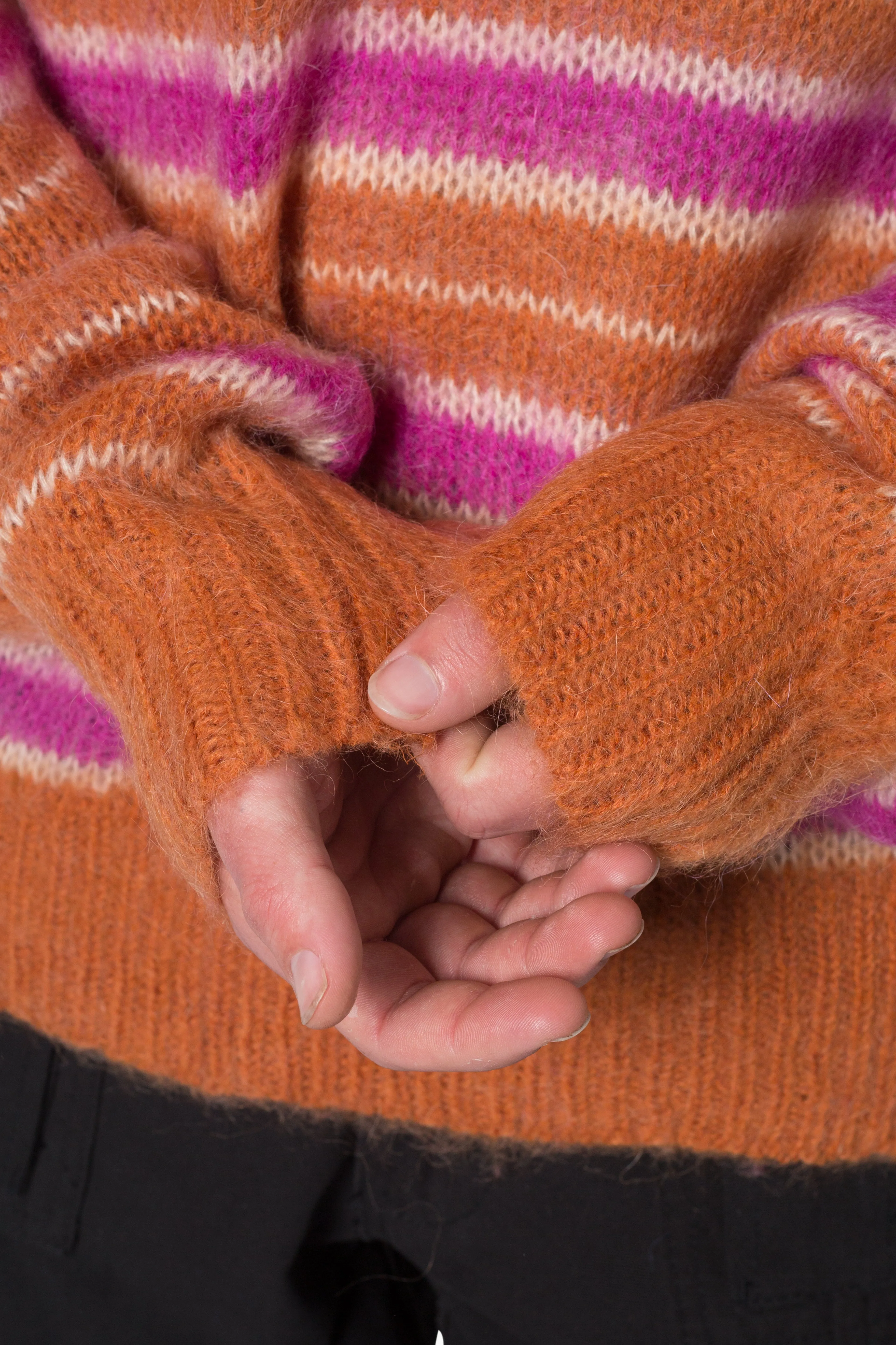 Striped Mohair Sweater - Orange