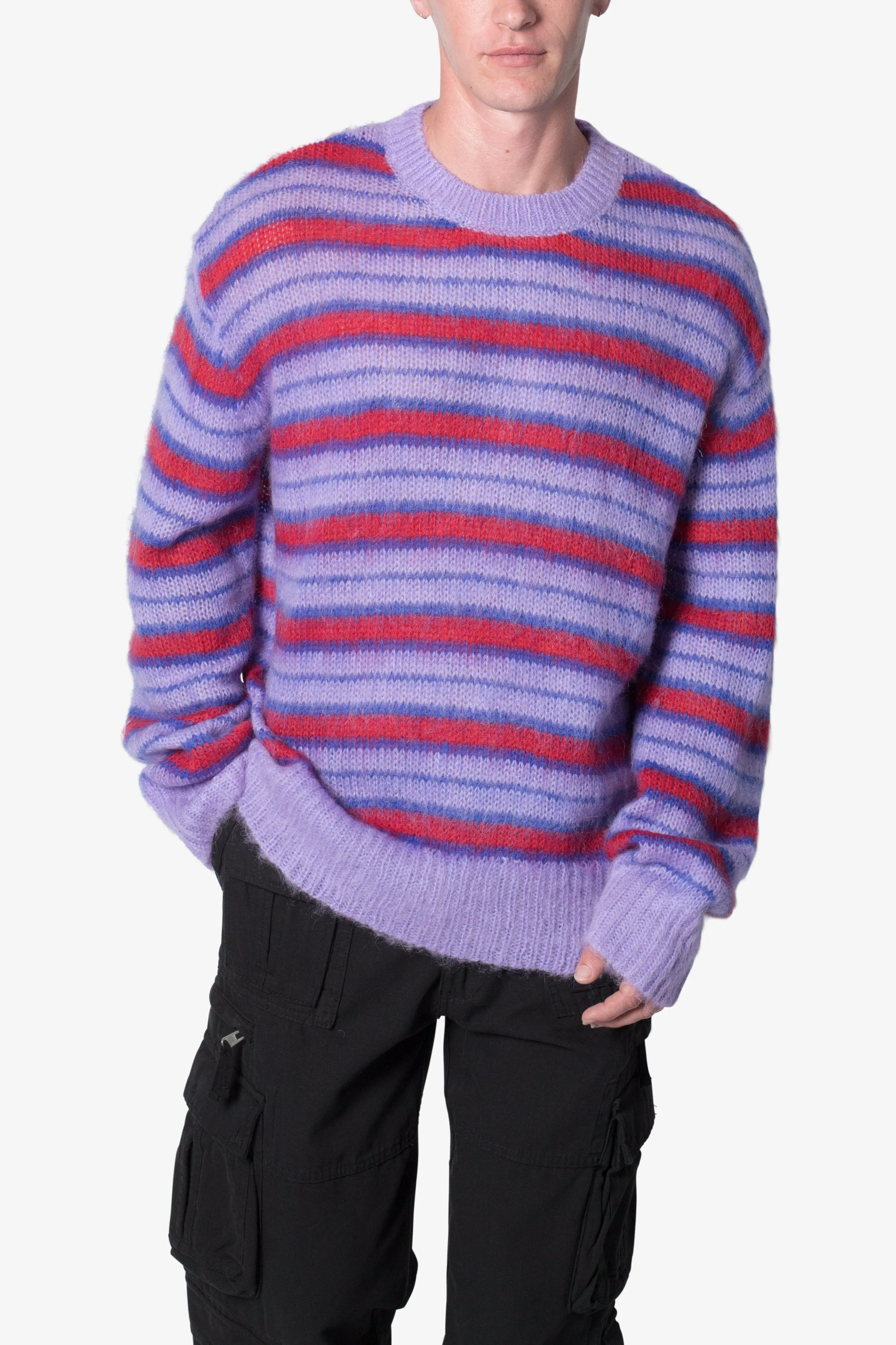 Striped Mohair Sweater - Purple