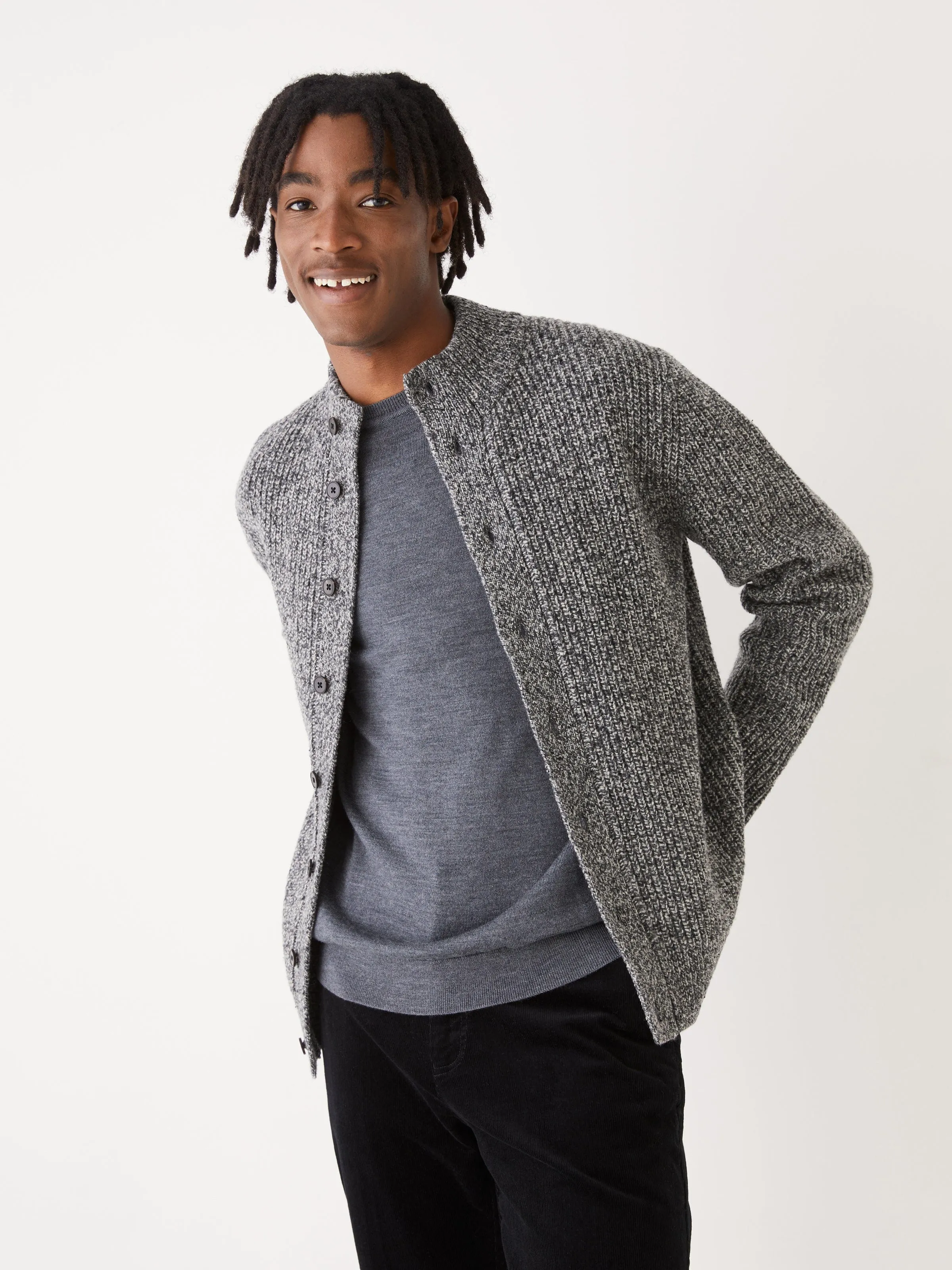 The Donegal Button-Up Sweater in Charcoal