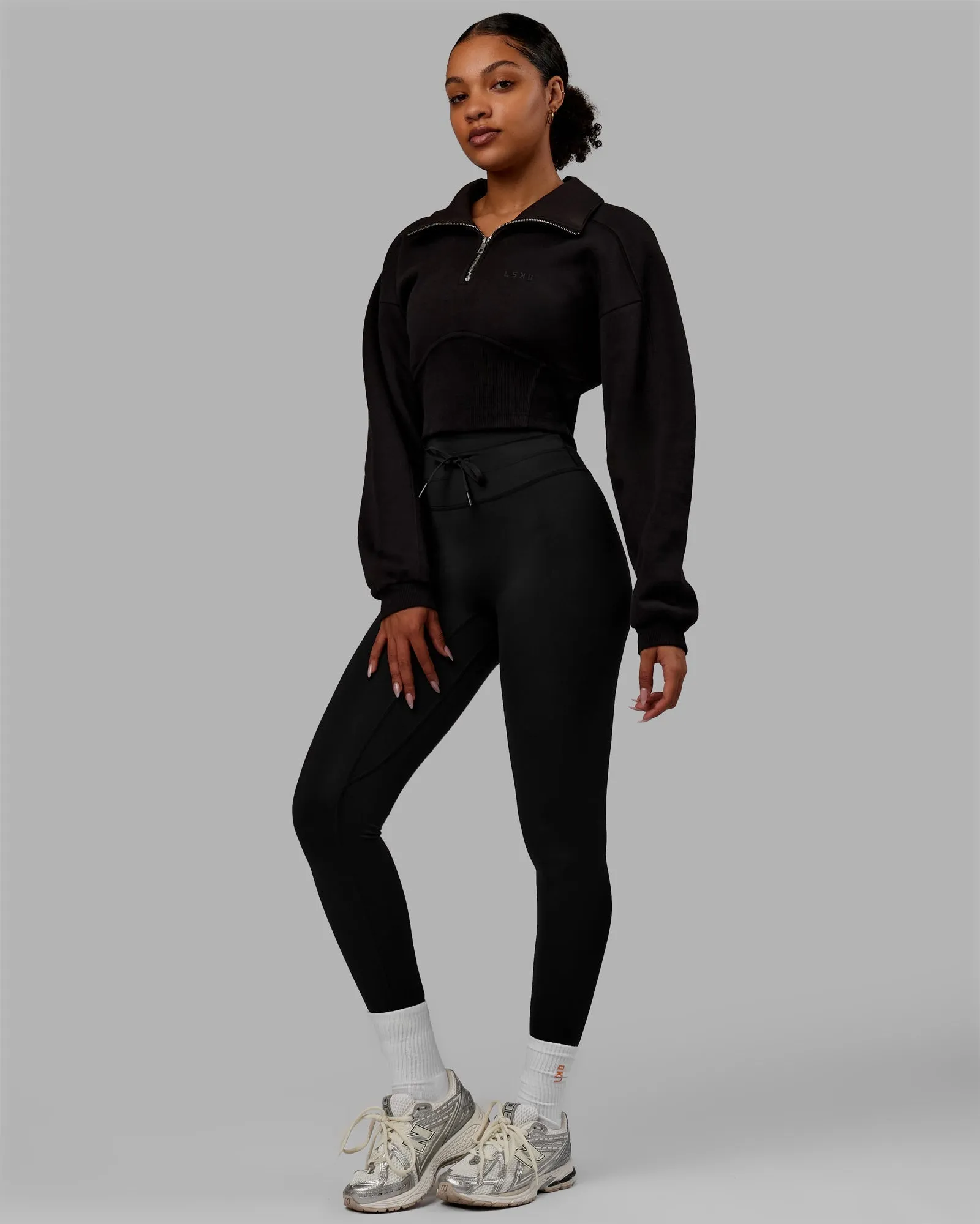 Thrive Corset 1/4 Zip Sweater - Black