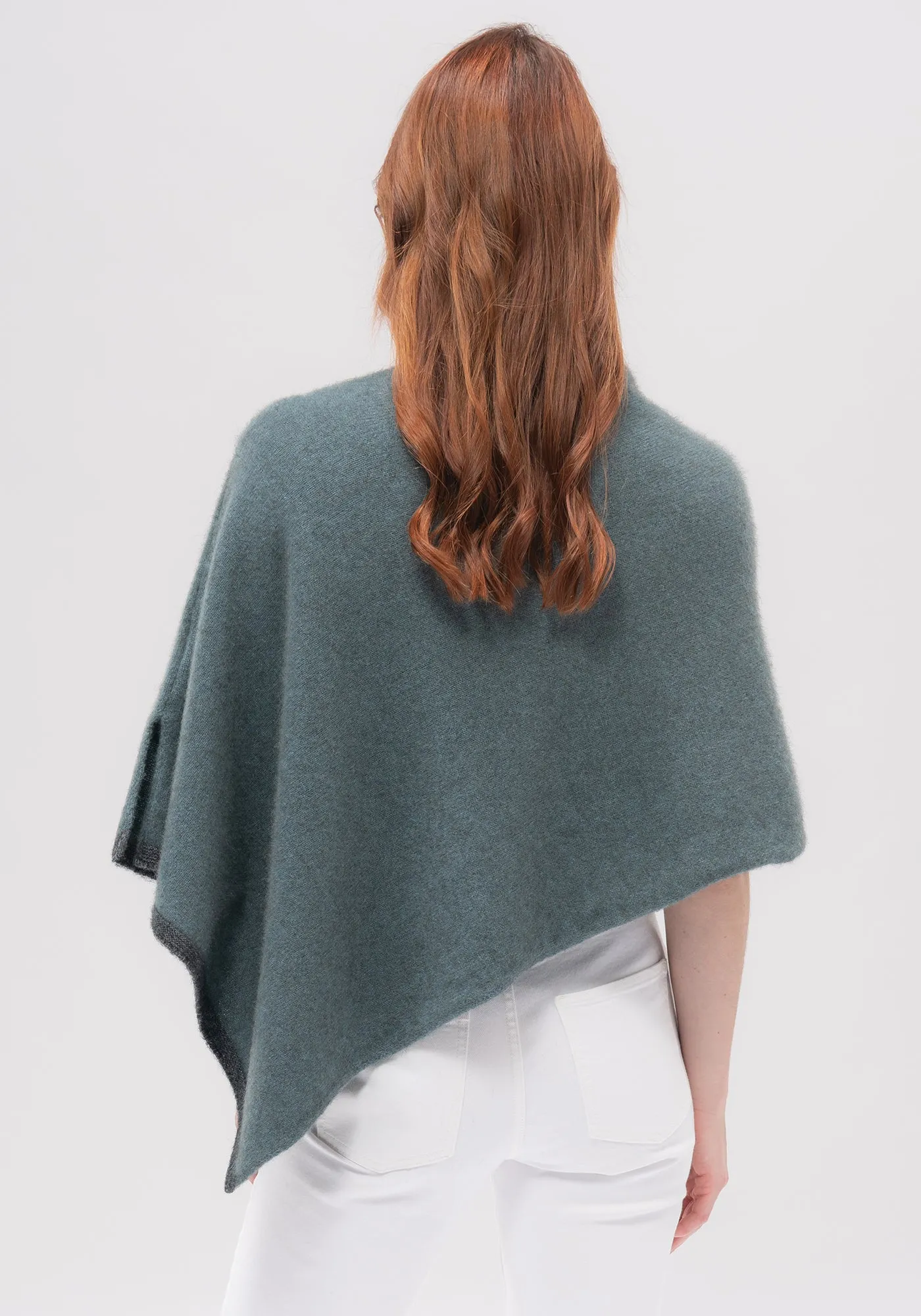 Two Tone Poncho - Fine Merino Wool, Brushtail Possum Fibre, Mulberry Silk Poncho - Made in New Zealand