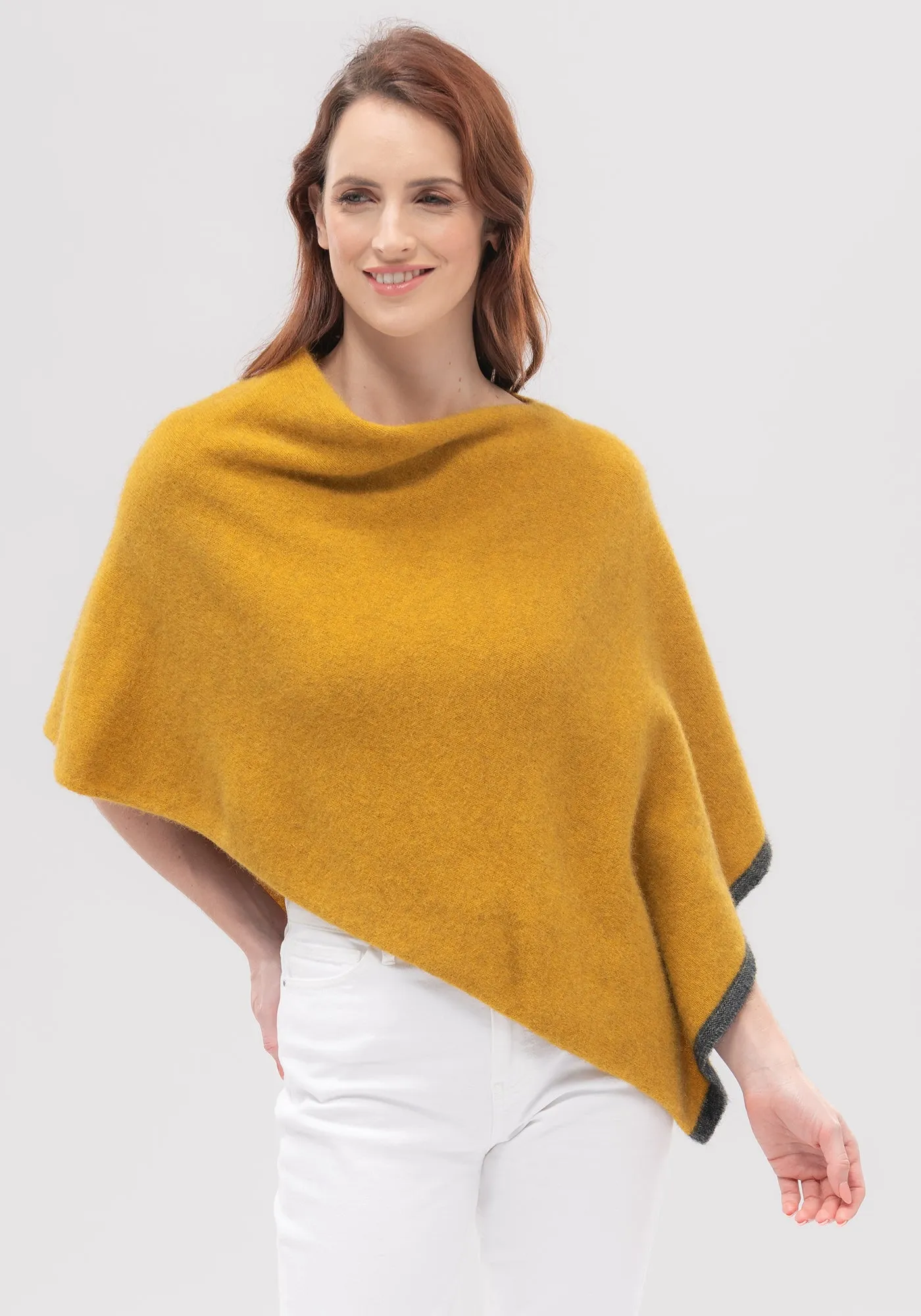 Two Tone Poncho - Fine Merino Wool, Brushtail Possum Fibre, Mulberry Silk Poncho - Made in New Zealand