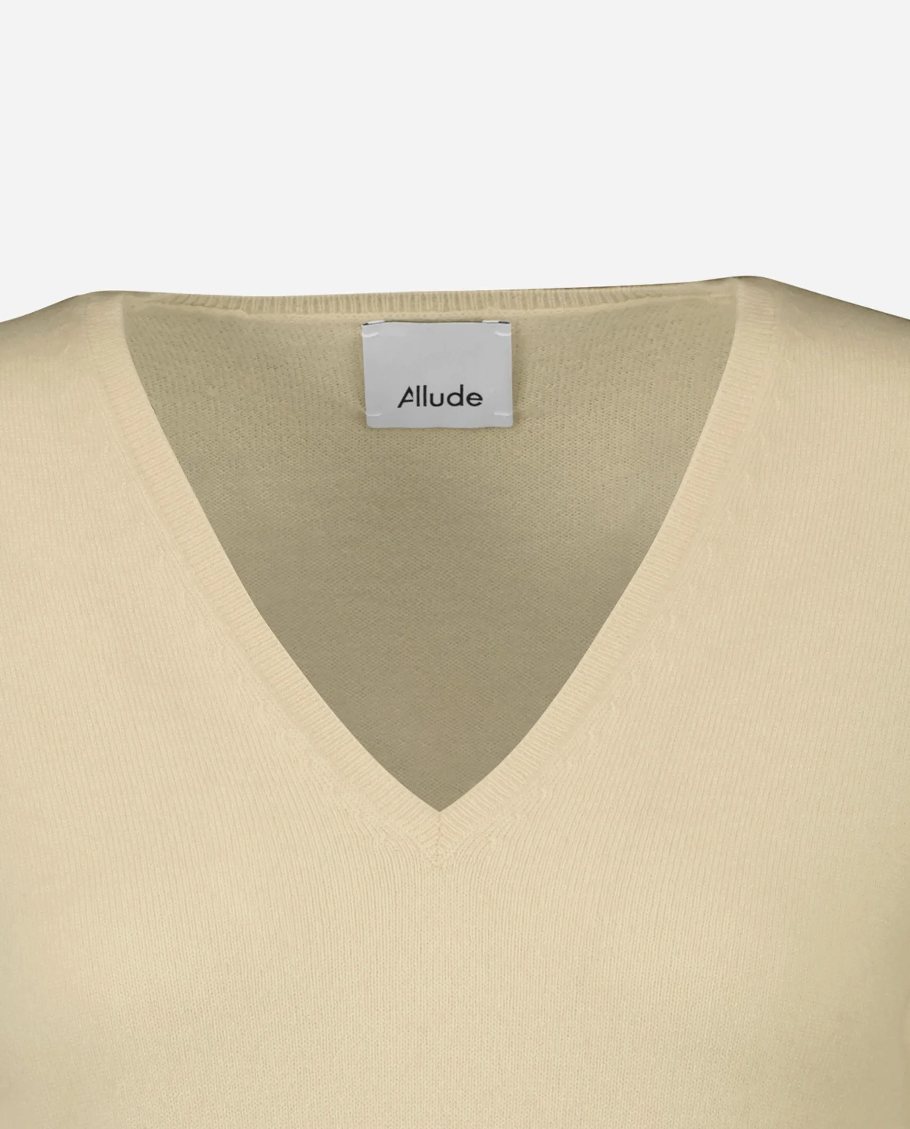 V-Pullover aus Cashmere in Beige