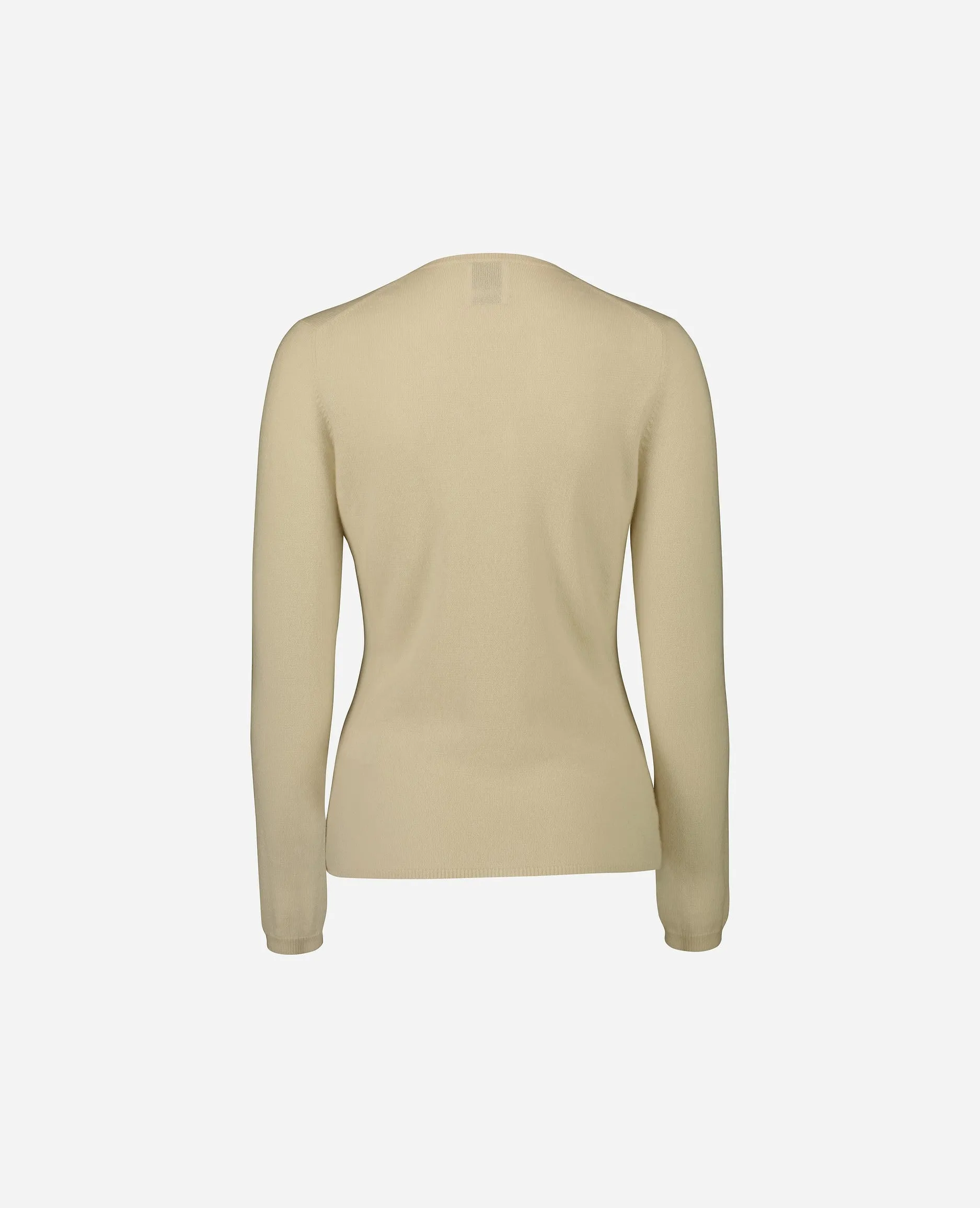 V-Pullover aus Cashmere in Beige