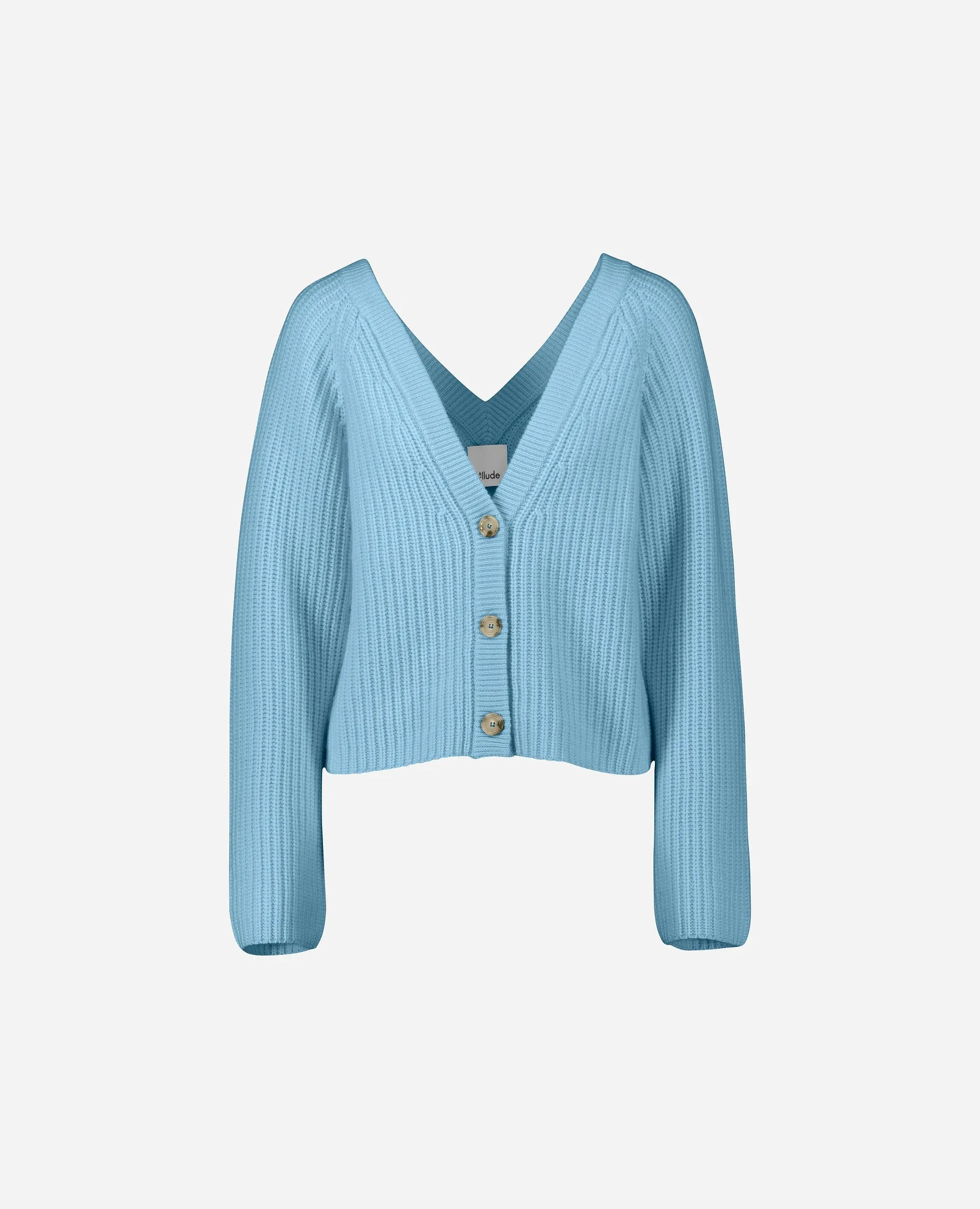 V-Strickjacke aus Cashmere-Mischung in Blau