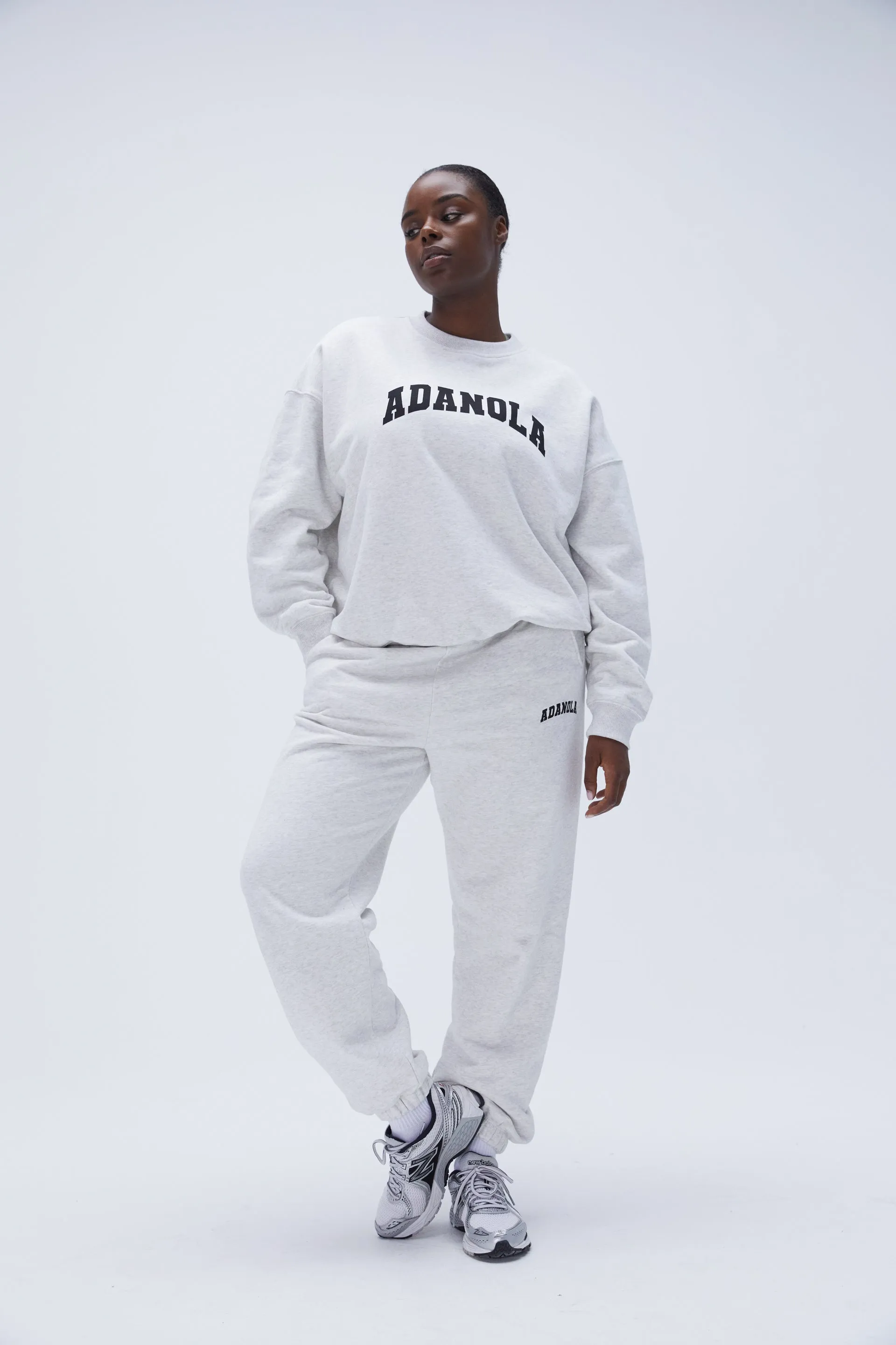 Varsity Oversized Sweatshirt - Light Grey Melange/Black