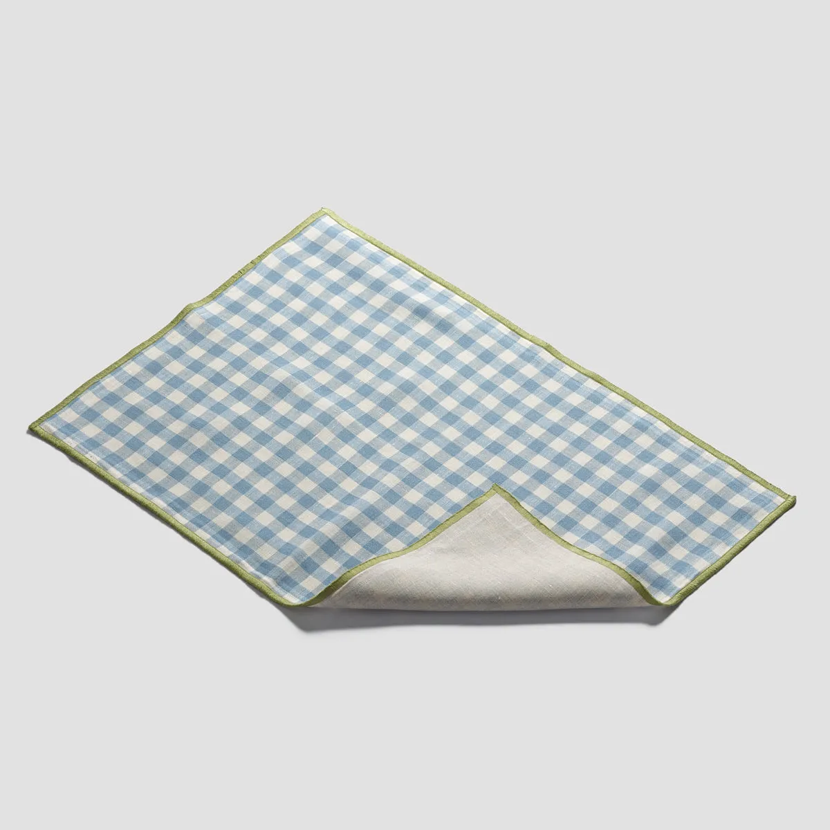 Warm Blue Gingham Linen Placemat Set of 4